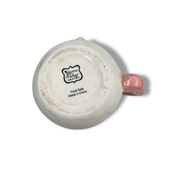 Johanna Parker Snowman Ceramic Mug White Pink Polk A Dot - Picture 6 of 8